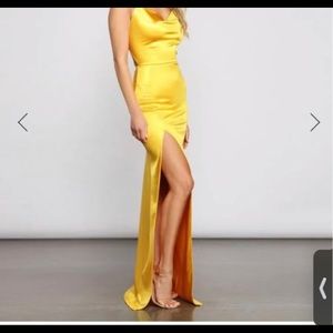 yellow formal prom dress